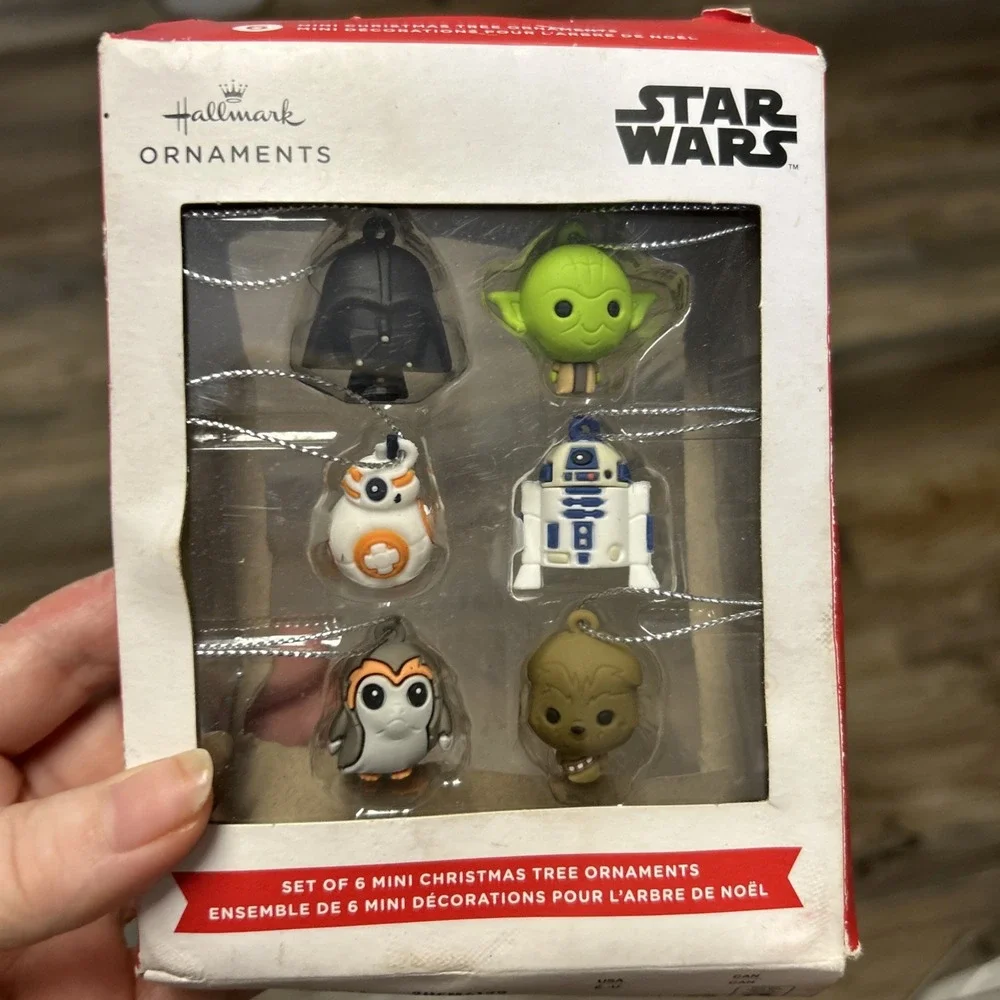 Hallmark Star Wars Set Of 6 MINI Christmas Tree Ornaments Chewbacca R2-D2 BB-8
